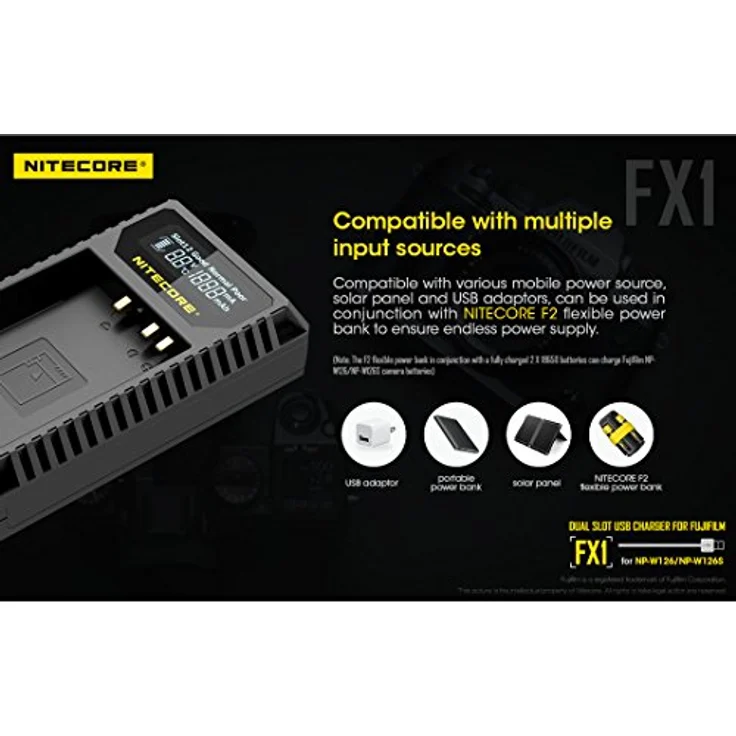 Nitecore USB-Ladegerät mit LCD-Display Fuji W126-s – Bild 4