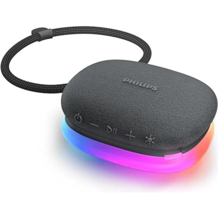 Philips TAS2307BK/00, Bluetooth-Lautsprecher mit integrierten LED-Leuchten, wasserdicht, 10 Stunden Akkulaufzeit, schwarz – Bild 1