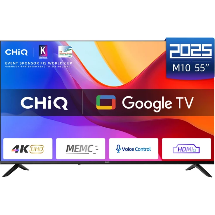 CHiQ U55M10V, 55 Zoll (139 cm) 4K Ultra-HD Smart-TV mit WLAN und Google Assistant, Schwarz