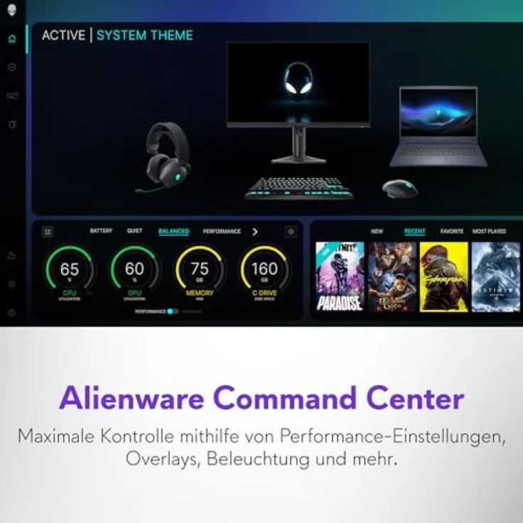 Alienware 16 Aurora Gaming Laptop AC16250, 16" WQXGA 120Hz, Intel Core 7 240H, NVIDIA GeForce RTX 5060, 16GB DDR5 RAM, 1TB SSD, Windows 11 Home, QWERTY International US – Interstellar Indigo – Bild 3