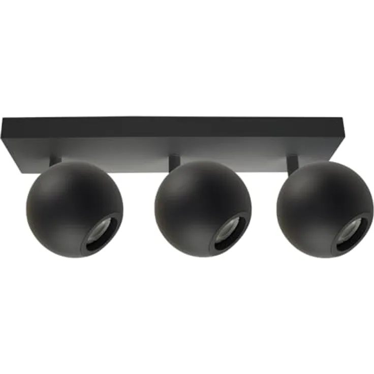 ENOVALITE Deckenleuchte GLOBE, 3-flammig, GU10 Fassung, aus Metall, Ø10cm, matt schwarz - Deckenlampe Kugel Spot Strahler