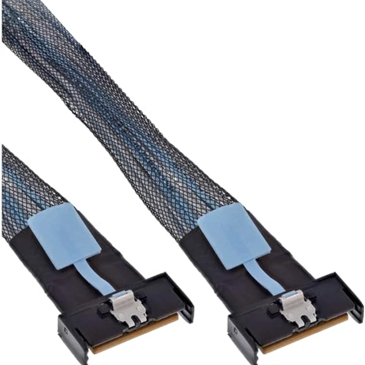 InLine MCIO Kabel 1 m, PCIe 5.0 Highspeed Datenkabel mit MCIO x8 Stecker (74-Pin), SAS & Ethernet kompatibel, schwarz, 27661C – Bild 1