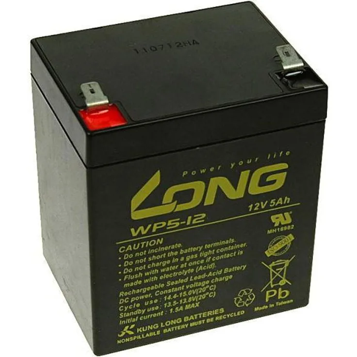 AVACOMtech Long 12V 5Ah Bleigel-Akkumulator F2, wiederaufladbar für Notstromversorgung