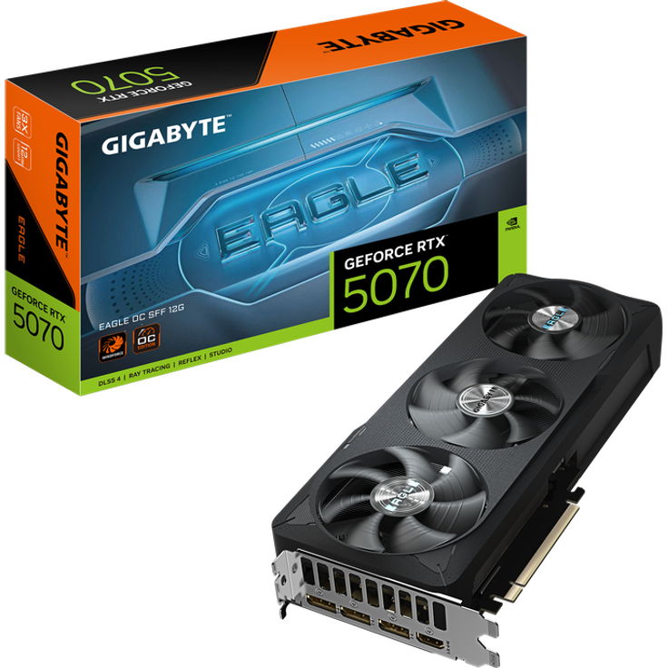 Gigabyte GeForce RTX 5070 Eagle OC SFF 12G, 12GB GDDR7 Grafikkarte, Triple-Fan-Kühlerdesign mit RGB-LED-Beleuchtung