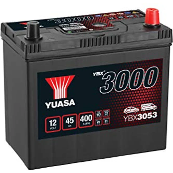 Yuasa SMF YBX3053, Autobatterie 45Ah mit T1/T3 Poltyp, integrierter Tragegriff und Ladezustandsanzeige – Bild 1