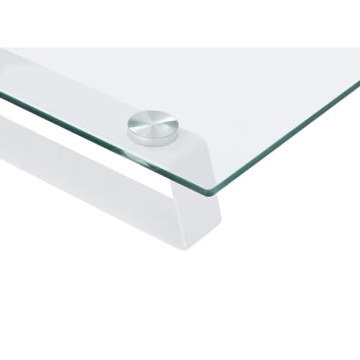 vidaXL Monitorständer, Monitorerhöhung mit Stauraum, Schreibtischaufsatz aus Hartglas und Metall, Weiß 40x20x8cm – Bild 4