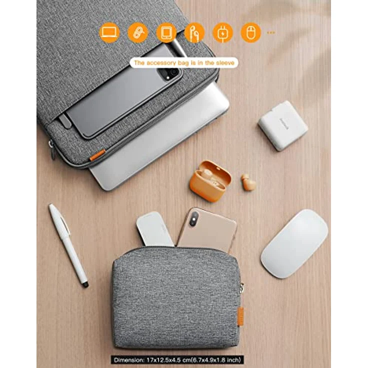 Inateck 360° Rundumschutz Laptoptasche Tasche Hülle Sleeve, Kompatibel mit 15,3 MacBook Air M3/A3114 M2/A2941 2024-2023 und 14 Zoll Laptops, 14.4 Surface Laptop Studio in Blau – Bild 5