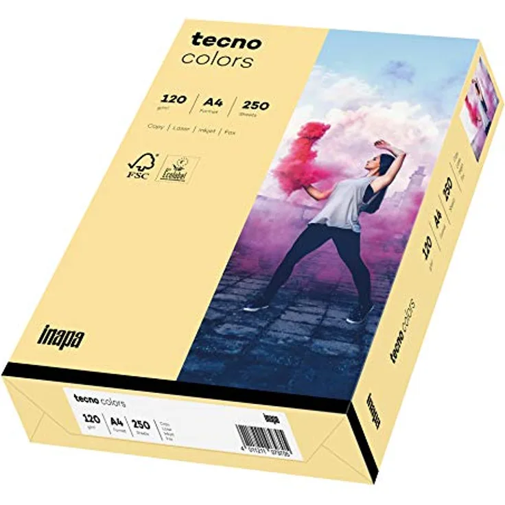inapa farbiges Druckerpapier, buntes Papier tecno Colors: 120 g/m², A4, 250 Blatt chamois - Preisvergleich