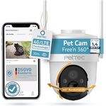 PETTEC PetCam Free'n 360 4G LTE Überwachungskamera - Outdoorkamera 3MP Ultravision, Bewegungserkennung, 20m Nachtsicht IP65 Flutlicht Sirene, Akku & Pan&Tilt Funktion