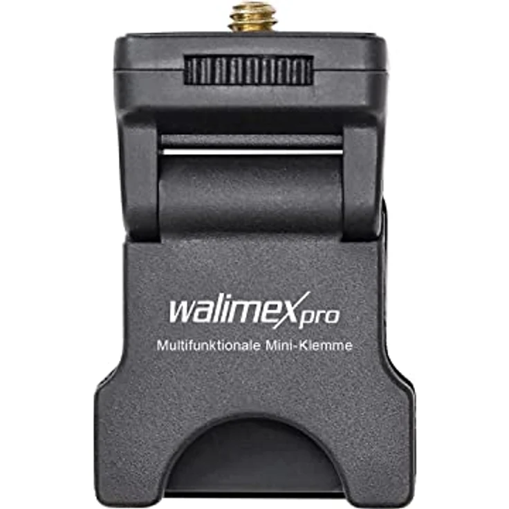 Walimex pro Multifunktionale Mini-Klemme - LED-Leuchten-Halterung mit 1/4 Zoll Gewinde, maximal Belastbarkeit 350 g, rutschfeste Gummierung, universelle Klemme für Smartphones, Tablets und Laptops – Bild 1
