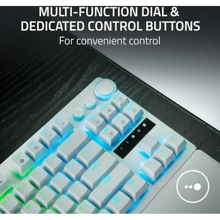 Razer Huntsman V3 Pro Tenkeyless - TKL Analog Optical Esports PC-Keyboard (Onboard-Einstellungen, Multifunktionsrad mit 2 dedizierten Tasten, PBT-Tastenkappen) QWERTY US-Layout | Weiß – Bild 5