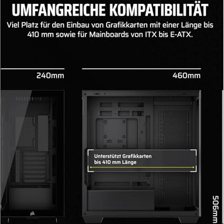 Corsair Case Corsair 3500X Midi TG black BTF & P.Zero, PC-Gehäuse mit Tempered Glass, Schwarz – Bild 6