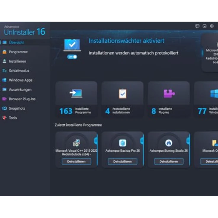 Ashampoo UnInstaller 16, Software zur vollständigen Deinstallation und Systemreinigung, 1 Nutzer, Lifetime-Lizenz, PC Aktivierungscode per Product Key Card – Bild 4