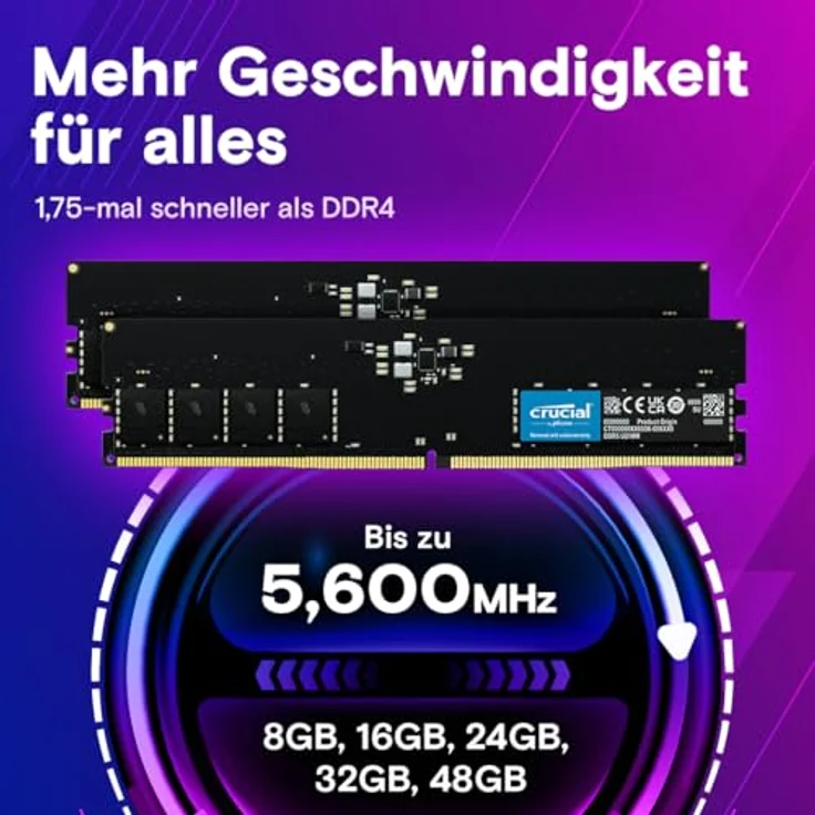 Crucial - DDR5 - Kit - 32 GB: 2 x 16 GB - DIMM 288-PIN - 4800 MHz - PC5-38400 - Preisvergleich – Bild 3