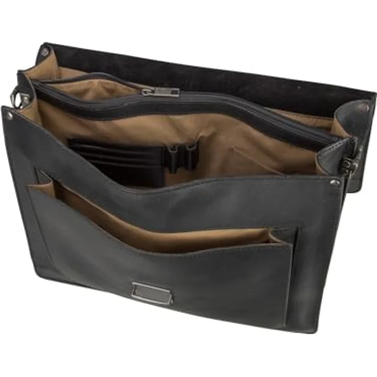 Burkely Vintage Scott Briefcase 2-Compartments Aktentasche - Schwarzes Leder, 16,5 l Volumen, mit vielen Verstaumöglichkeiten – Bild 4