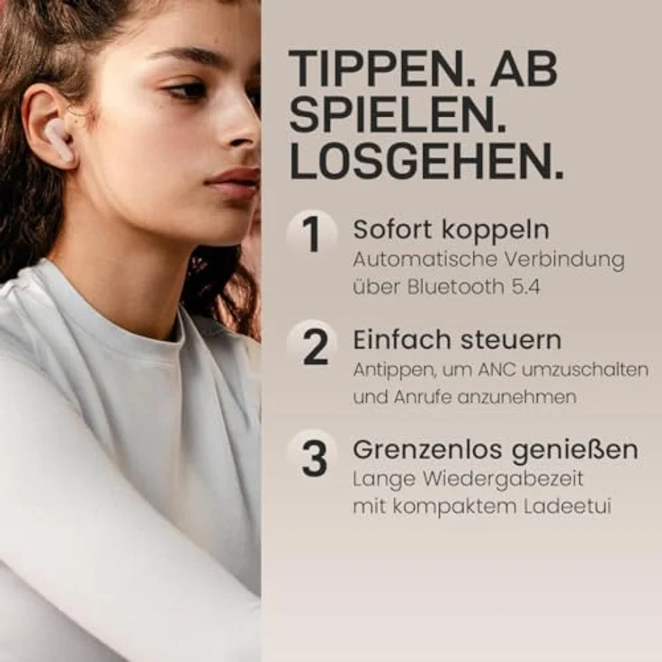 sudio A3 Pro True Wireless Kopfhörer, Noise Cancelling In Ear mit Bluetooth 5.4, 25h Spielzeit, USB-C Ladecase, Rosa – Bild 5