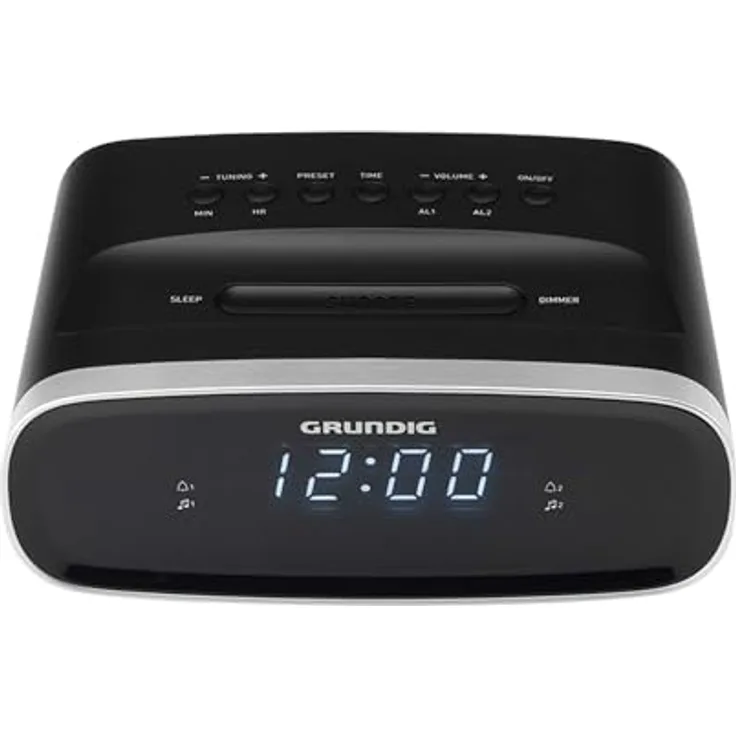 GRUNDIG Sonoclock 1100 Wecker mit Radiofunktion, UKW-Tuner, Weckfunktion, Einschlaf-Automatik, Schlummerfunktion, Alarmsignal, LED Display, Schwarz