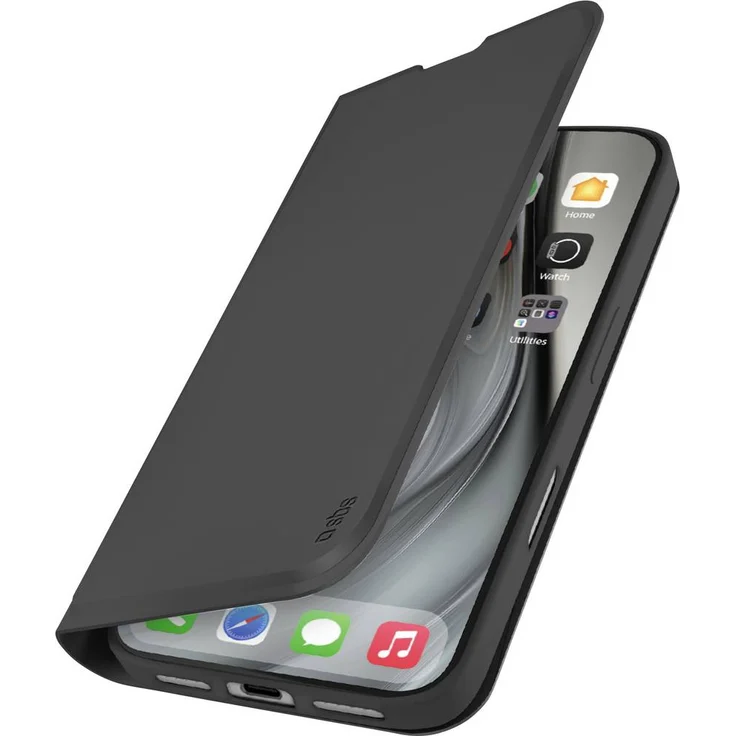 sbs mobile Wallet Smooth Flip Cover für Apple iPhone 17 Pro Max, Klapphülle mit Ständer, Schwarz
