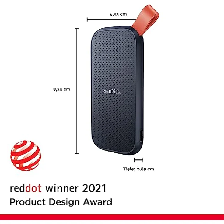 SanDisk Portable SSD 2 TB (externe Festplatte mit SSD Technologie 2,5 Zoll, 800 MB/s Übertragungsraten, robustes Laufwerk, robuste Befestigungsschlaufe aus strapazierfähigem Gummi) grau – Bild 2