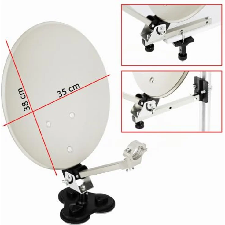 PremiumX Camping SAT Anlage, Antenne mit Stativ und Single LNB, 10m Kabel im Transportkoffer, robust und platzsparend – Bild 2