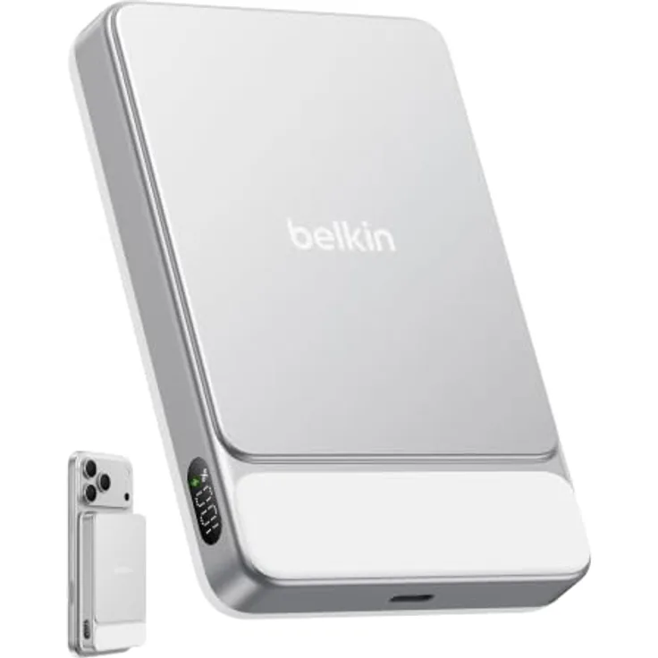 Belkin UltraCharge Wireless Power Bank, slim, 10000 mAh, 25 Watt, magnetisch, USB-C, weiß