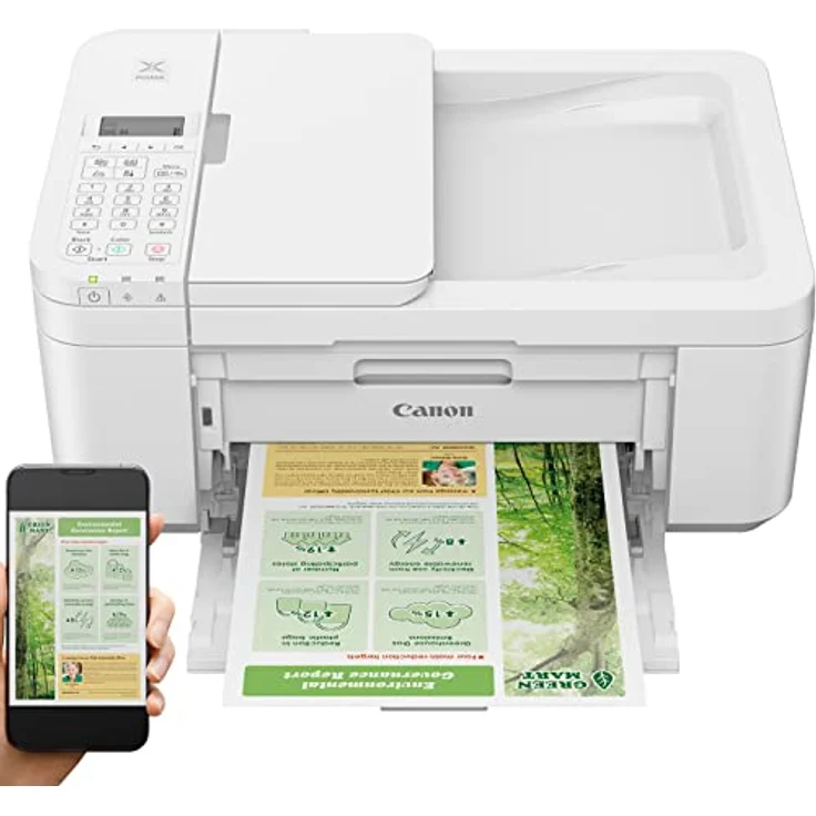 Canon PIXMA TR4751i Multifunktionsdrucker DIN A4 - Farbtintenstrahldrucker weiß (Scanner, Kopierer, kabelloser Drucker, WLAN, LCD, Apple AirPrint, Mopria) kompatibel mit Drucker ABO PIXMA Print Plan – Bild 1