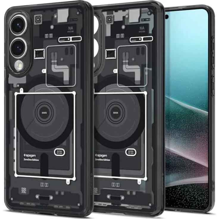 Spigen Ultra Hybrid MagFit Hülle für Samsung Galaxy S25 Edge, kompatibel mit MagSafe, Zero One Black, PC/TPU-Konstruktion, Display- und Kameraschutz, Air Cushion Technologie – Bild 1