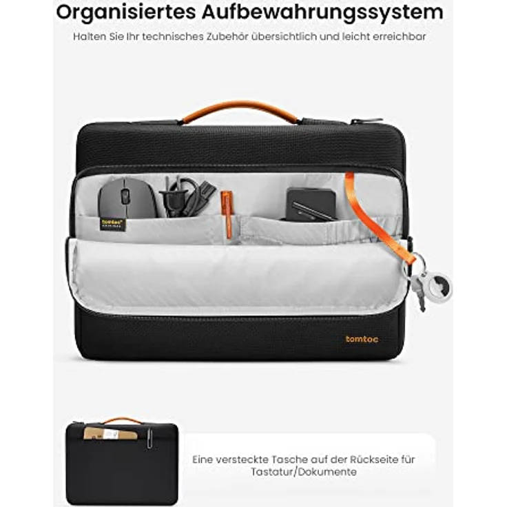 tomtoc 360° Business Laptoptasche für 2024, Rundumschutz nach Militärstandard für 13 Zoll Microsoft Surface Pro 11/10/9/8/X und 12,3 Zoll Surface Pro 7+/6/5/4/3/2/1, wasserabweisendes Material, praktisches Aufbewahrungssystem, schwarz – Bild 3