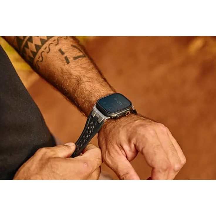 UAG Monarch Strap, Uhrenarmband für Apple Watch Ultra/42/44/45/46mm, Silikon, schwarz/titan, hohe Strapazierfähigkeit und Tragekomfort – Bild 4