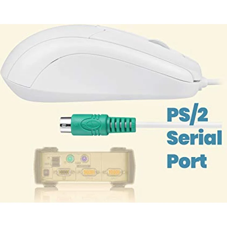 Perixx PERIMICE-209 P Kabelgebundene optische PS2 Maus - 1000 DPI - weiß – Bild 4