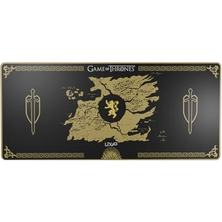 Lexip HBO Game of Thrones - Lannister Edition XXL, Mausmatte in Schwarz, rutschfeste Neopren-Oberfläche für präzise Mausbewegungen