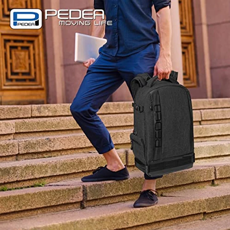 PEDEA DSLR-Kamerarucksack Fashion Fotorucksack für Spiegelreflexkameras mit wasserdichtem Regenschutz und Variabler Inneneinteilung (Rucksack, schwarz) – Bild 8