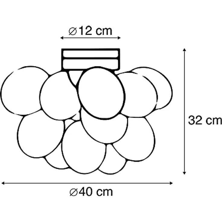 Qazqa - Design Deckenleuchte schwarz mit Braunglas 4-flammig - Wohnzimmer Schlafzimmer - Kugelförmig LED geeignet G9 – Bild 4