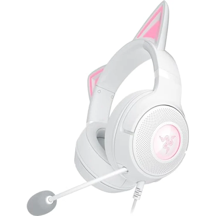 Razer Kraken Kitty V2, Kabelgebundenes Gaming Headset mit Katzenohren und Razer Chroma RGB, Weiss – Bild 1