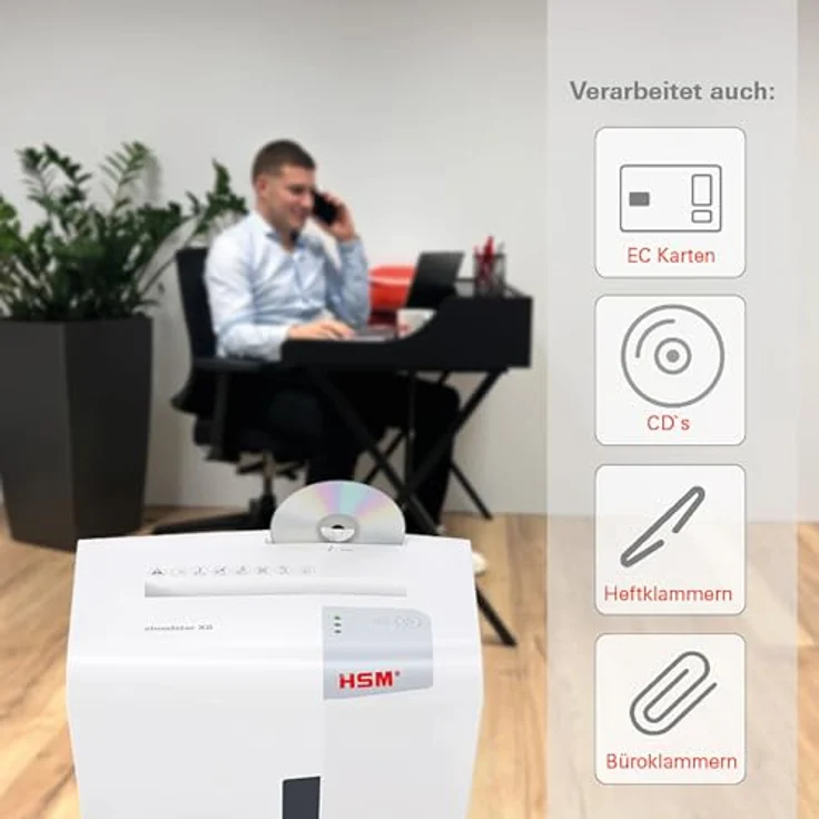 HSM shredstar X8 Aktenvernichter, Sicherheitsstufe P-4, 8 Blatt (Partikelschnitt) mit CD-Schredder – Bild 5