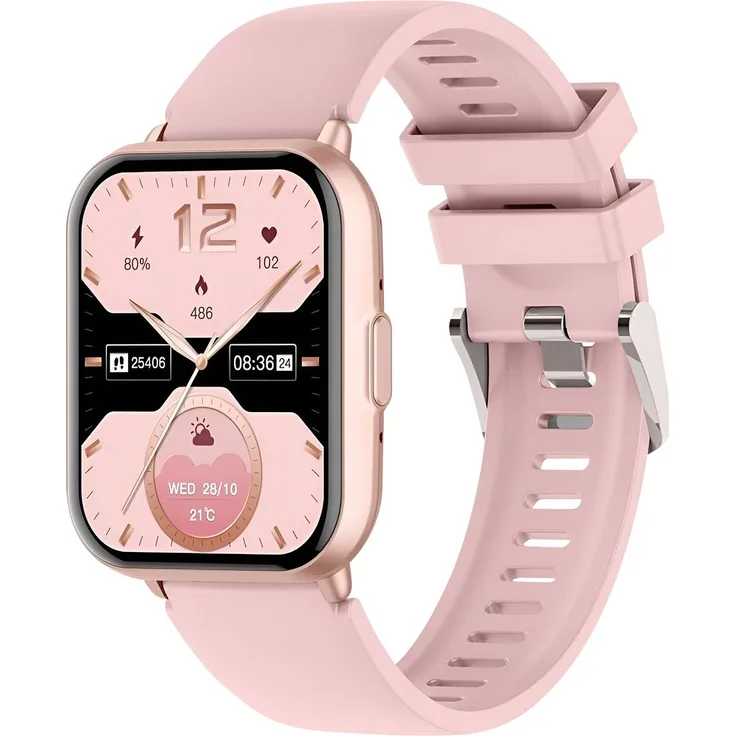 Avizar Titmo E-100, Smartwatch mit 1,83 Zoll TFT-Display, IP68 wasserdicht und Gesundheitsfunktionen, Rosa