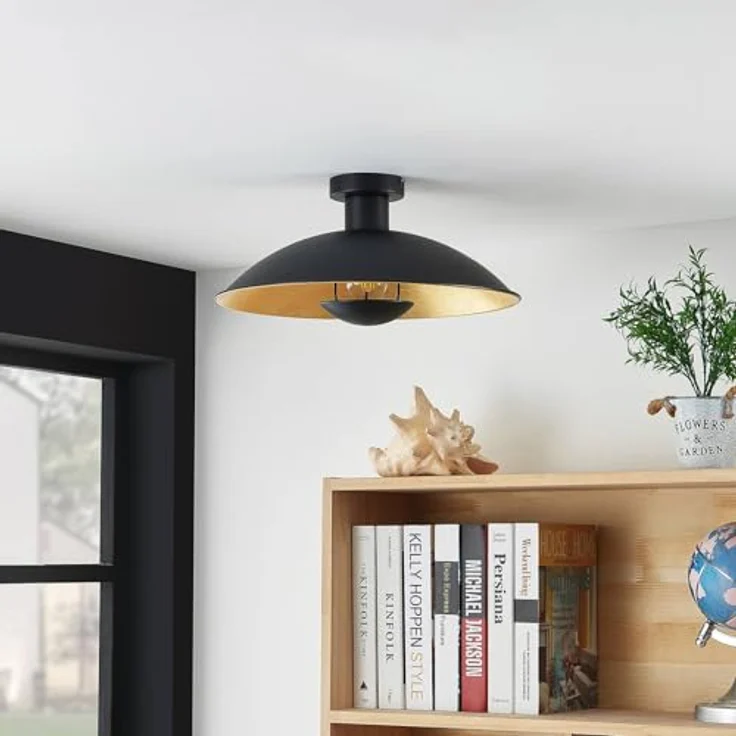 Lindby Deckenlampe 'Narisara' (Modern) in Schwarz aus Metall (1 flammig, E27) - Wohnzimmerleuchte mit gemütlicher Atmosphäre – Bild 4