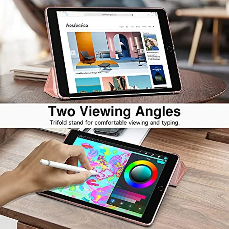 MoKo Dünne TPU Hülle für Neu iPad 10.2 2019, Smart Case Schutzhülle mit weicher Transluzent Rückseite Backcover Auto Schlaf/Wach Funktion für iPad 7. Gen 10.2'' 2019 Tablet - Rose Gold – Bild 5