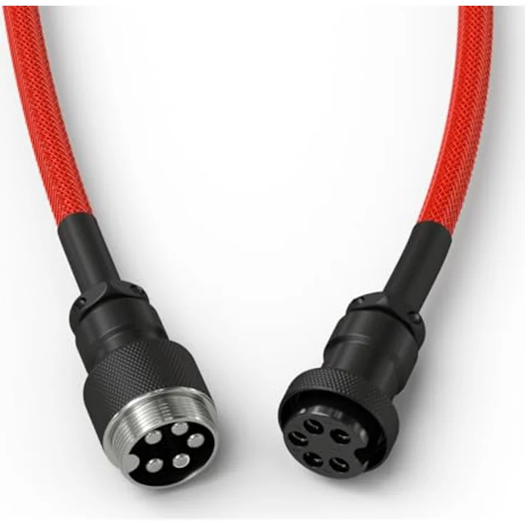 Glorious Gaming Premium Coiled Keyboard Cable - Vergoldetes USB-A auf USB-C, doppelt geflochtene Ummantelung, 5-poliger Aviator-Stecker - Crimson Red – Bild 5