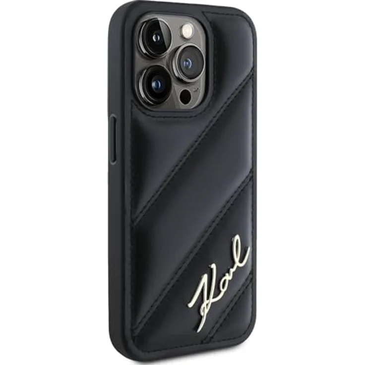 CG MOBILE Karl Lagerfeld KLHCP15XPQDSMGK Hülle für iPhone 15 Pro Max 6.7", Schwarz, Hartschalenkoffer mit diagonal gestepptem Skript aus TPU/PC/Kunstleder – Bild 4