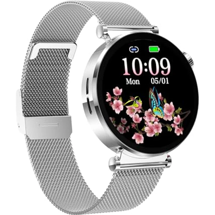 Knauermann NEO 2 (2025), Silber Rund, Gesundheitsuhr Smartwatch mit EKG, HRV Funktion, Blutdruckmessung und Schlafüberwachung, Milanaise Armband – Bild 3