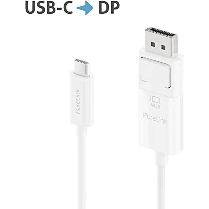 PureLink USB-C auf DisplayPort Kabel, 4K Ultra HD 60Hz, vergoldete Steckkontakte, 1,00m, weiß – Bild 2