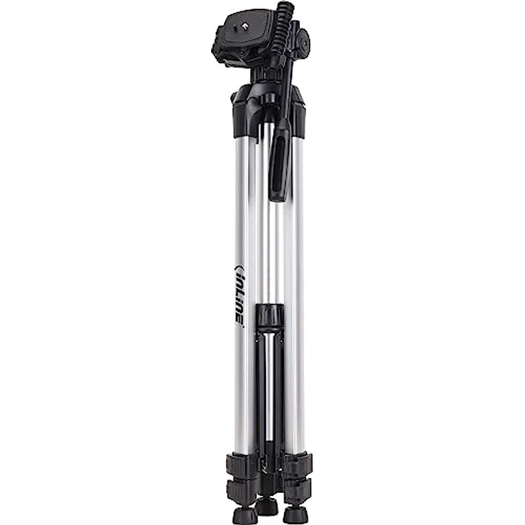 InLine Aluminium Stativ für Digitalkameras und Videokameras, höhenverstellbar von 65 bis 173 cm, Silber – Bild 4