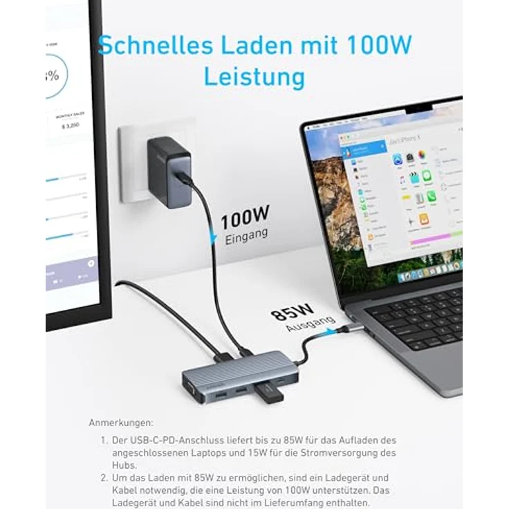 Anker 8-in-1 USB-C Hub, Triple Display Dockingstation mit 2 HDMI, VGA, 5 Gbit/s Datenübertragung für MacBook Air/Pro, Dell XPS, iPad Pro und mehr – Bild 5