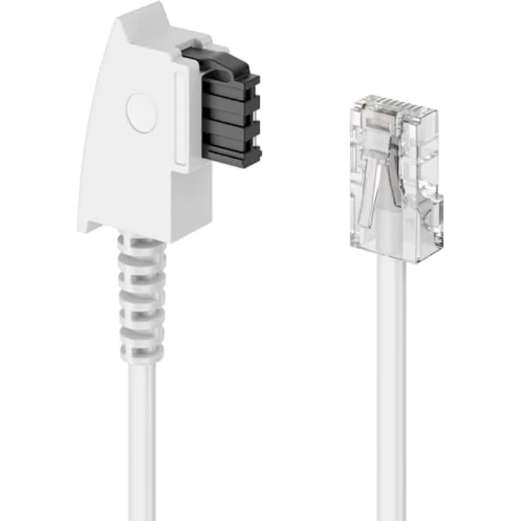 deleyCON 10m Routerkabel TAE-F auf RJ45, Anschlusskabel für DSL/ADSL/VDSL, flexibel, Weiß – Bild 3