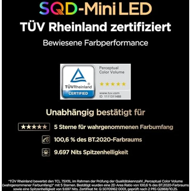 TCL X11L 75X11L, 190,5 cm (75"), 4K SQD-Mini LED Smart-TV mit WLAN und Bang & Olufsen Audio, Schwarz – Bild 5
