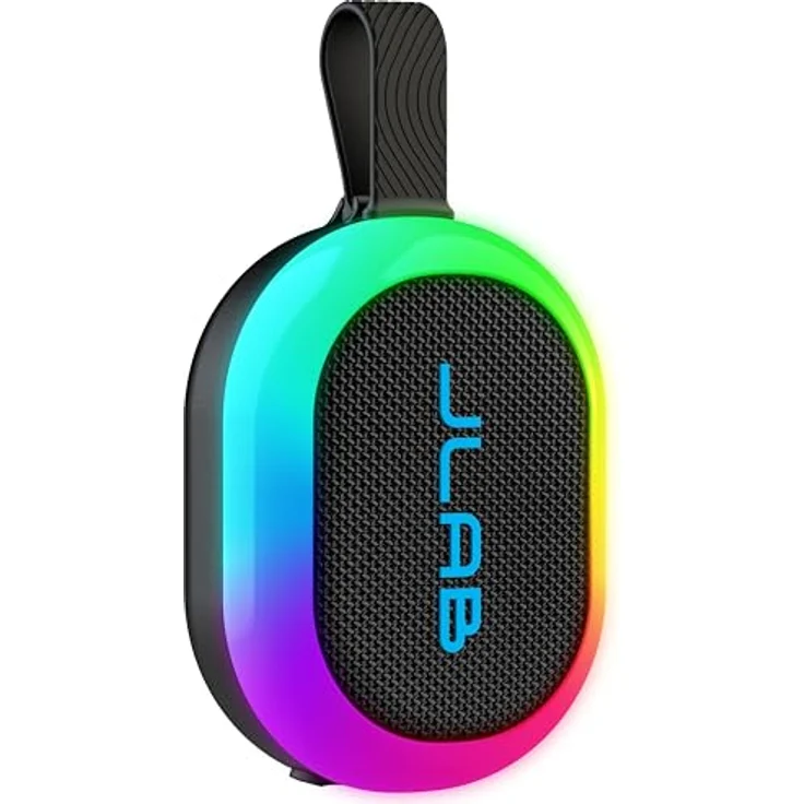 JLab Pop Party, tragbarer Bluetooth-Lautsprecher mit 8+ Std. Akku, 5W, RGB-Licht und IP55-wasserresistent, Schwarz – Bild 1
