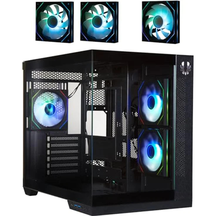 BitFenix Triton PC-Gehäuse, ATX Full Tower in Schwarz mit gehärtetem Glas, USB-C und A-RGB-Lüftern – Bild 1