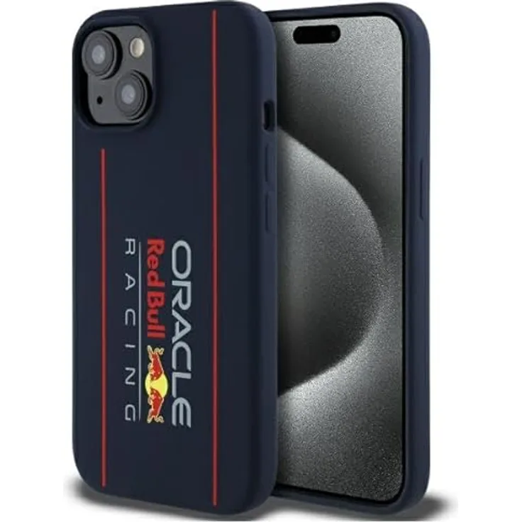 Red Bull Racing Silicone Oversize Vertical Logo MagSafe, Smartphone Hülle für iPhone 15 in Navy Blau