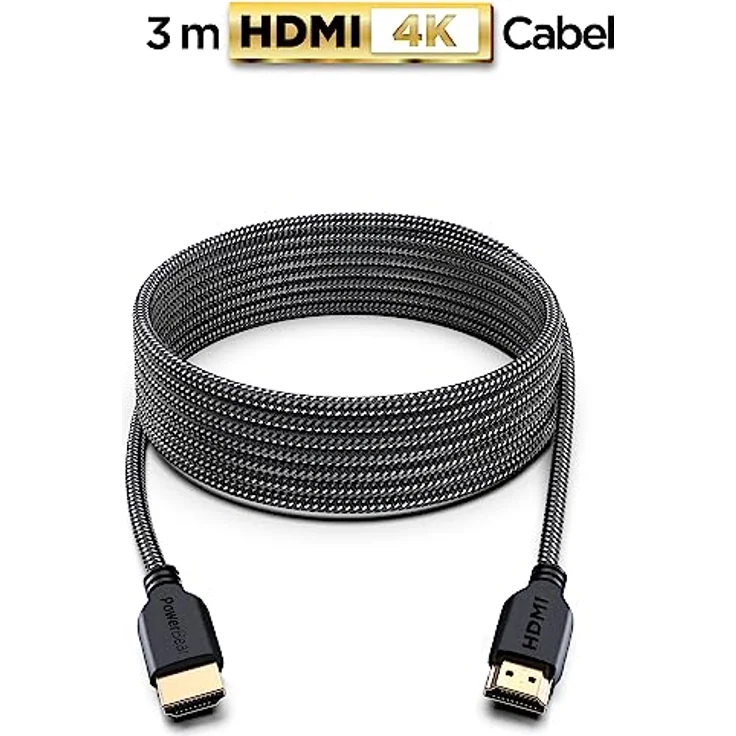 PowerBear 4K HDMI-Kabel, 3 m, geflochtenes Nylon & vergoldete Anschlüsse 1 Pack 10 Feet schwarz – Bild 2